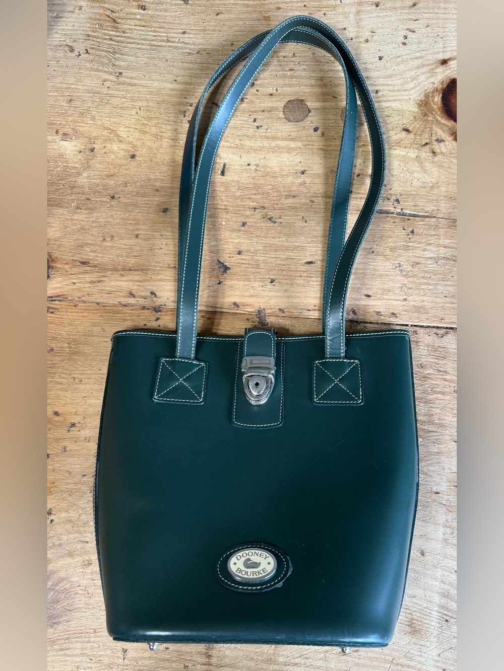 Vintage Dooney & Bourke Green Leather Shoulder Bucket Bag